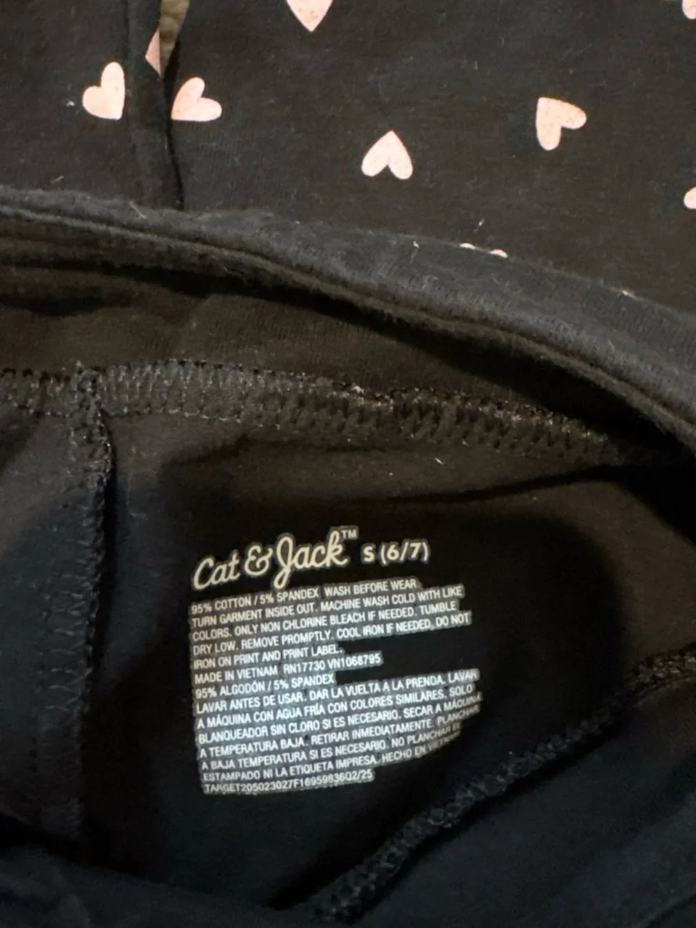 Cat & Jack Black Flare Leggings with White Heart Print
